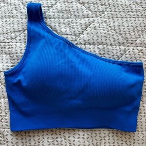 AMAZON blue one shoulder sports bra